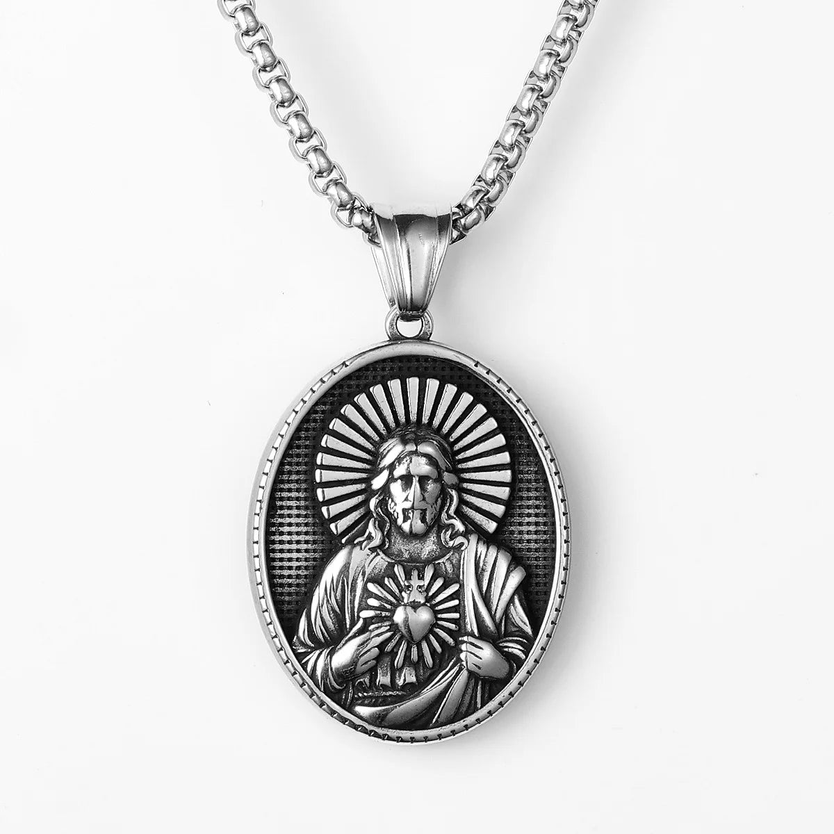 Heart Cross Pendant Necklace — Stainless Steel