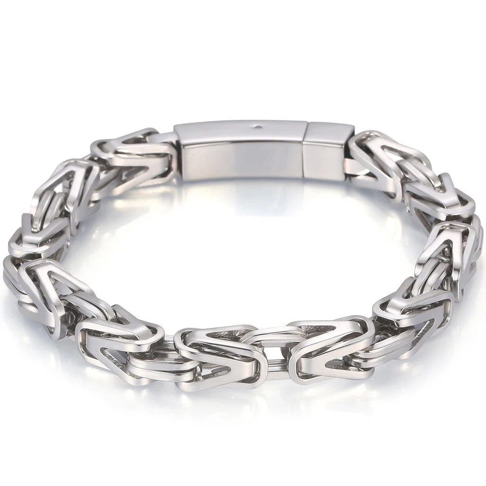 Gold Color Bracelet for Men Stainless Steel 8MM V Shape Chain Men's Wrist Arm Jewelry Birthday Gifts for Boys Him