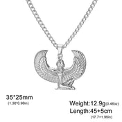 Feather God Egypt Anka Eagle Wings Stainless Steel Necklace Men and Women Talisman Gift