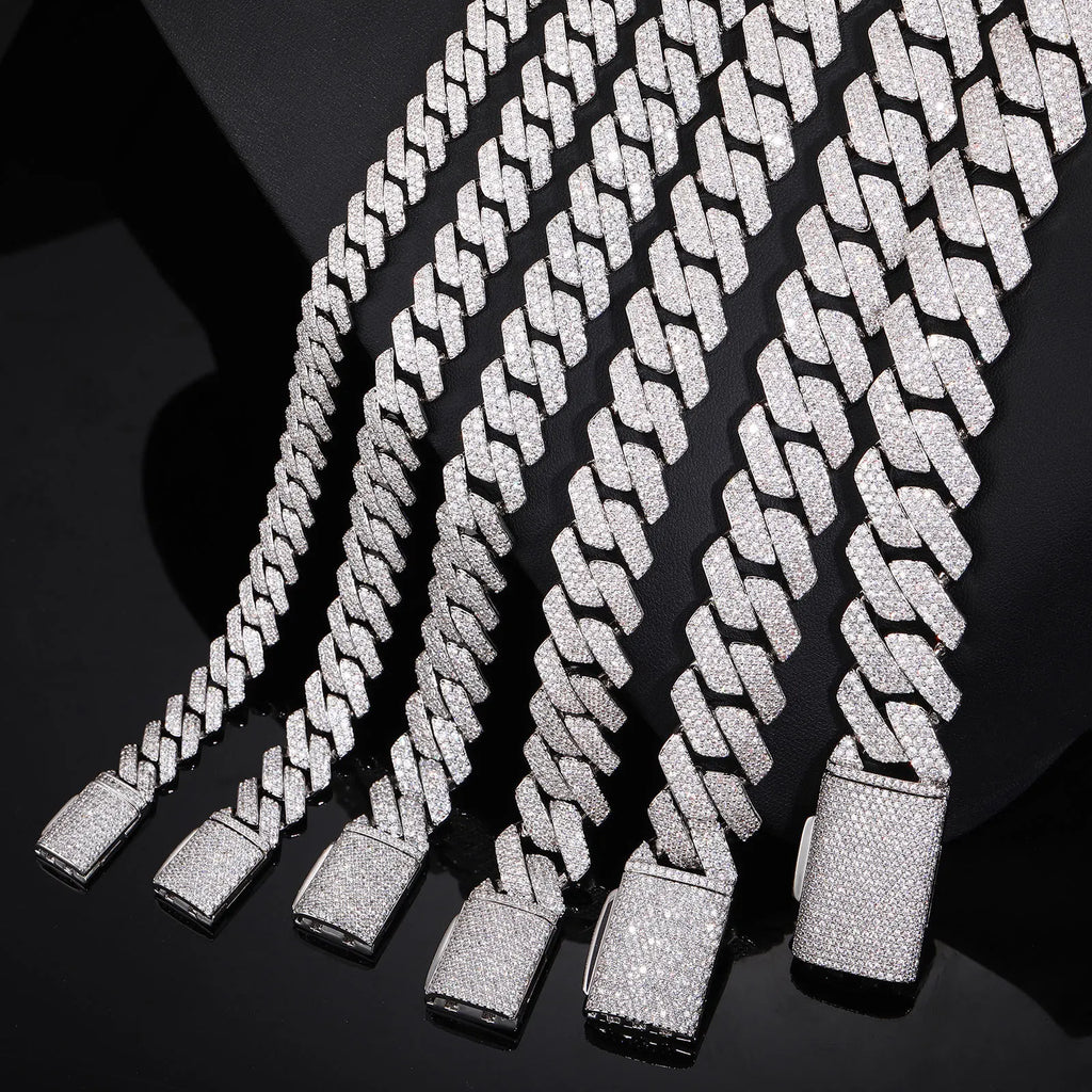 Iced Out CZ Pavé Rhombus Pendant Necklace, 16mm