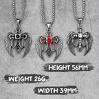 Red Black Cross Wings Men Long Necklaces Pendants Chain Punk for Boy Male Stainless Steel Jewelry Creativity Gift Wholesale