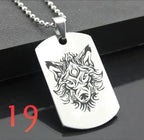 Wolf Dog Tag Pendant Necklace — Stainless Steel