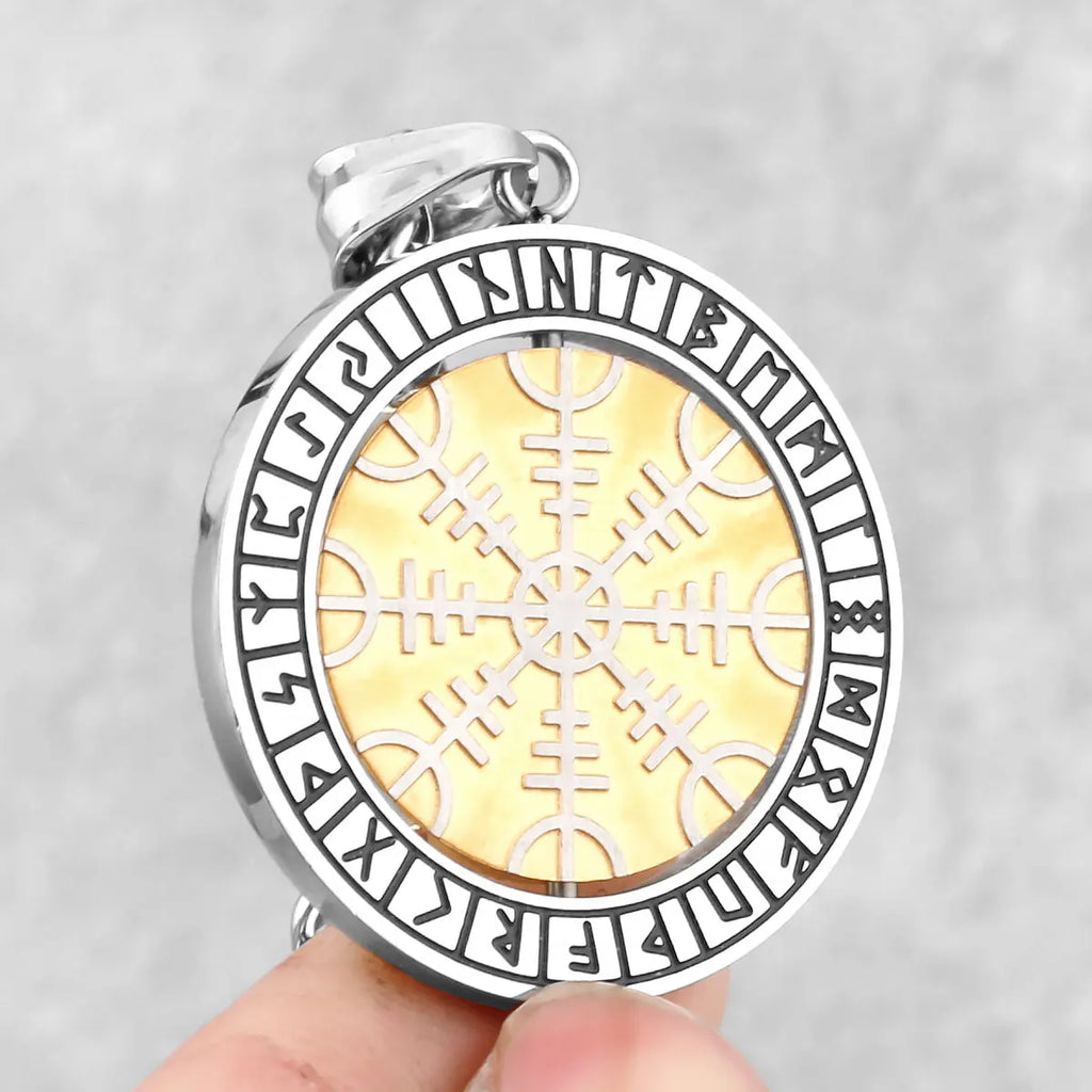 Viking Compass/Norwegian Runes Rotating Necklace Men's Nordic Amulet Hip Hop Boutique Biker Pendant Stainless Steel Jewelry Gift