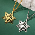 Lion of Judah Star of David Pendant Necklace — Stainless Steel