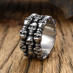 8/9/10/11/12/13# Stainless Steel Men Skull Ring Ancient Punk Skeleton Crossbones Waterproof Not Fading Male Finger