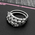 Silver Ring Sterling Full Rhinestones Multi-layer