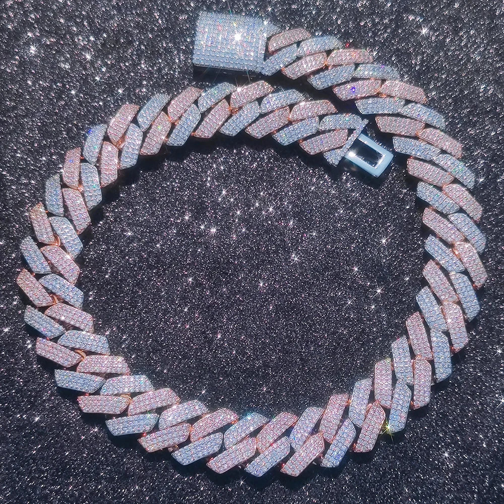 Nuoya Two Tone Mosaic Chain Full CZ Iced Out Necklace Hip Hop Men Rapper Cuban Bracelet Fashion Jewelry Gift