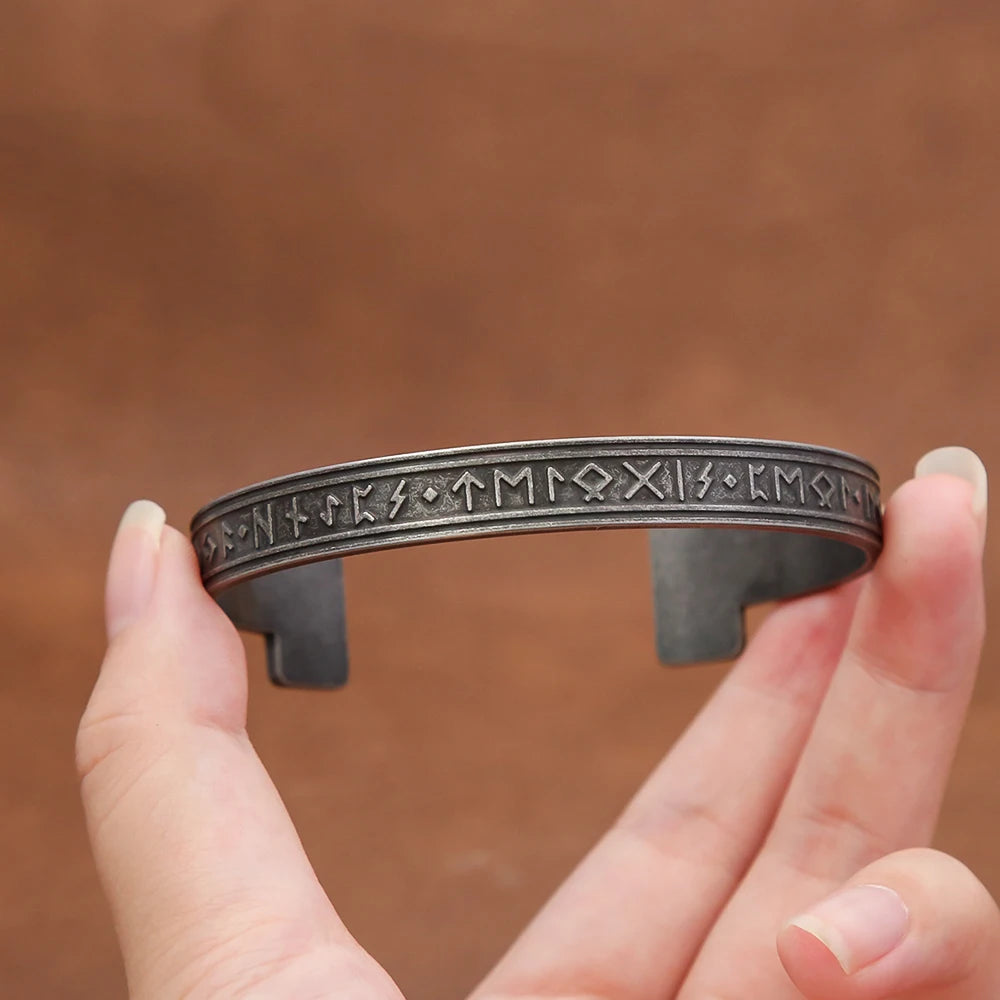 Viking Rune Open Bracelet — Stainless Steel