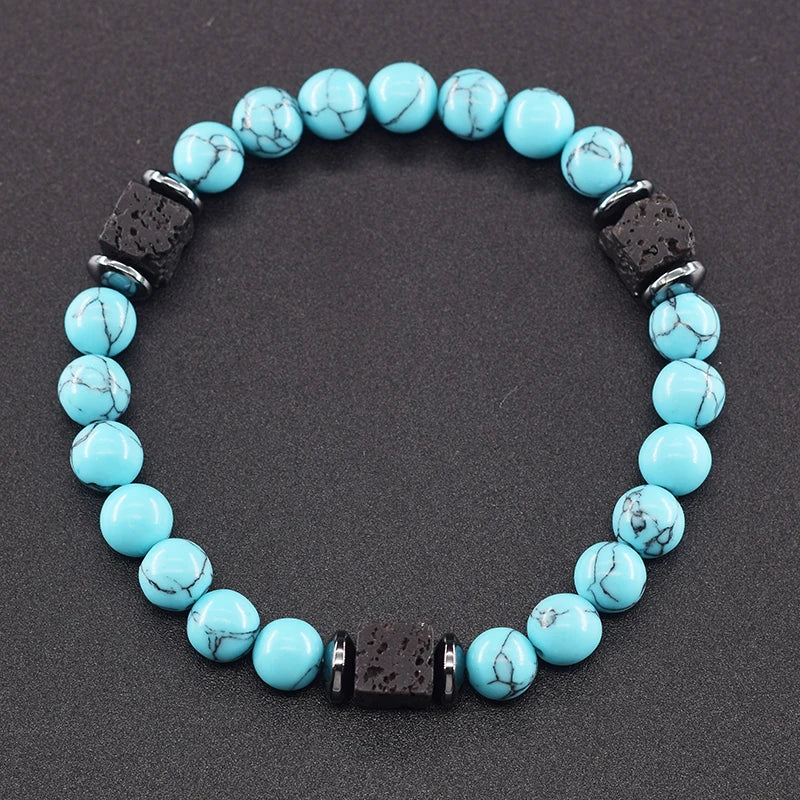 Retro Black Block Volcanic Bracelets Men Women Frosted Onyx Lava Beads Jewelry Yoga Meditation Birthday Gift Wholesales