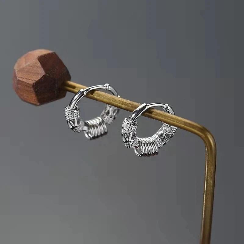 Stainless Steel Gothic Totem Hoop Earring