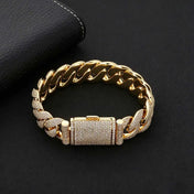 Iced Out Bubble Cuban Link Chain Set 22mm — Gold