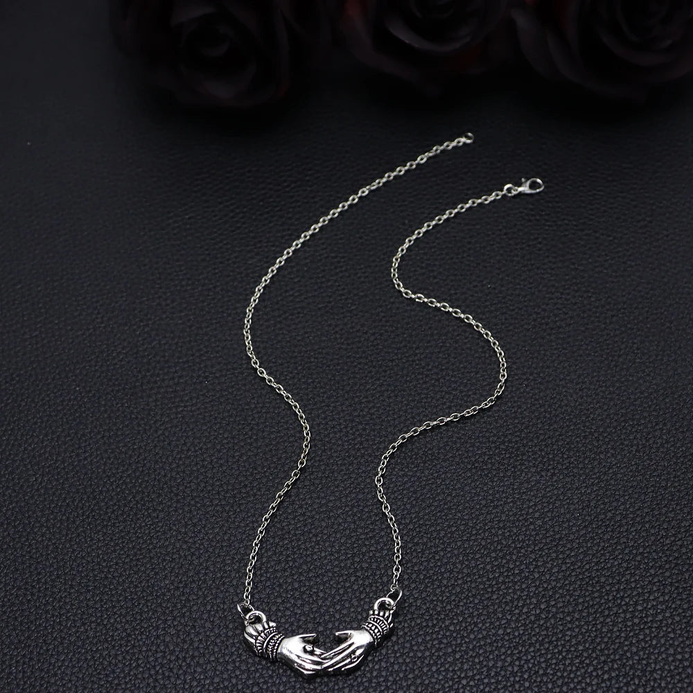 Victorian Mourning Hands Pendant Necklace, Gothic Mourning Jewelry, Y2k Women Fashion Charm Statement Women Gift