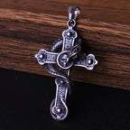 Gothic Skull Cross Dragon Pendant Necklace — Stainless Steel