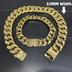 Stainless Steel 26/32mm Cuban Link Chain Necklace Hip Hop Punk Men's Chunky Waterproof Choker Jewelry SDA