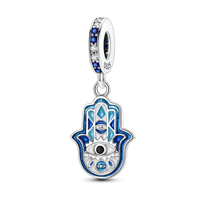 Devil's Eye Cross Charm Pendant — Silver