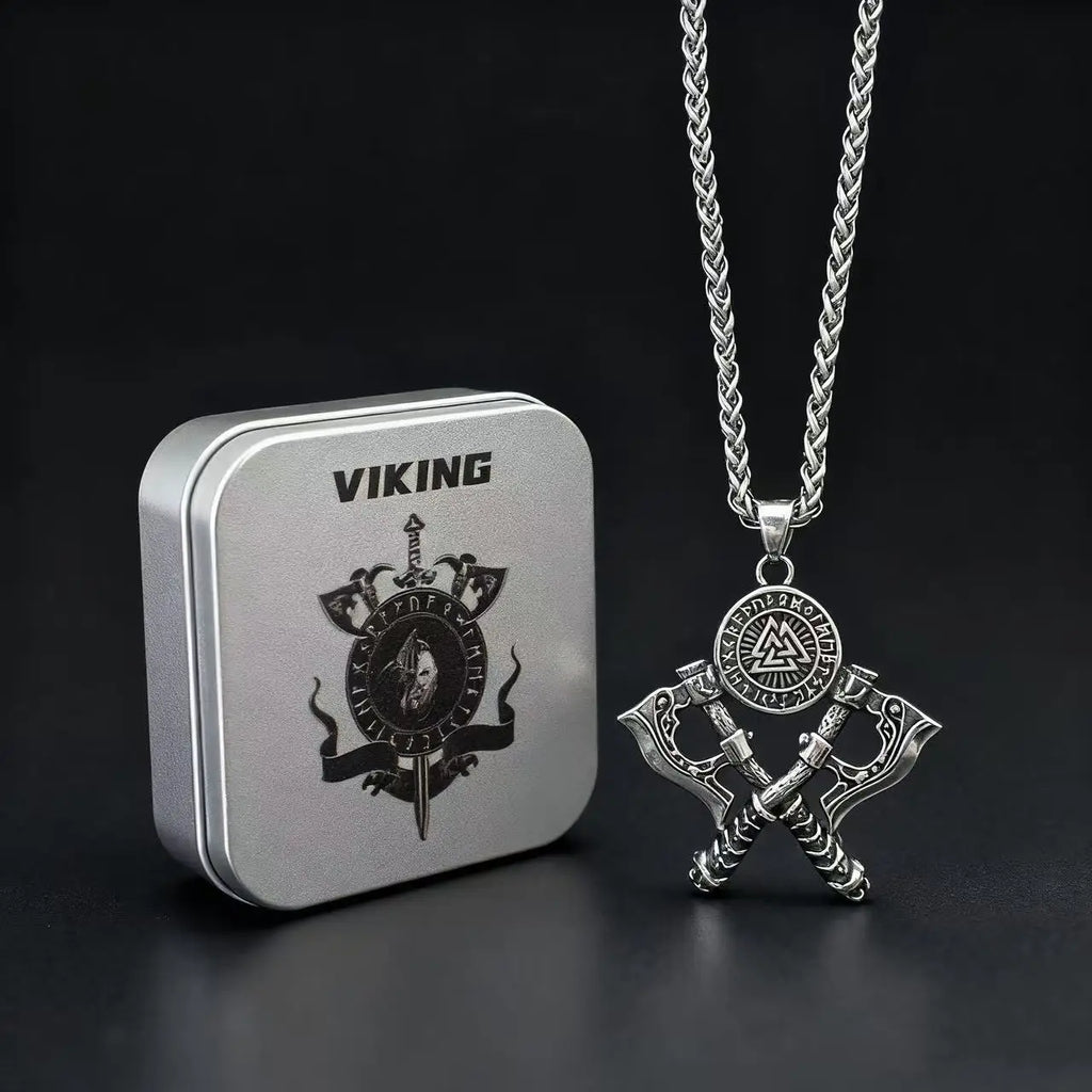 Viking Steel Pendant 316L Double Axe Vintage