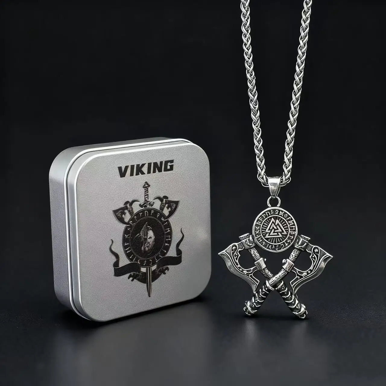Viking Steel Pendant 316L Double Axe Vintage