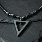 Black Hematite Necklace Men Women Metal Neck Jewelry Health Magnetic Therapy Triangle Black Hematite Necklace Jewelry