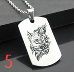 Wolf Dog Tag Pendant Necklace — Stainless Steel