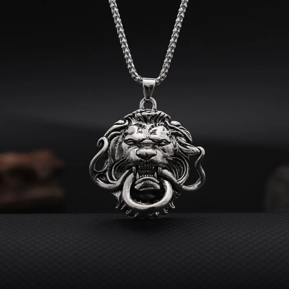 Vintage Terror Lion Head Pendant — Stainless Steel