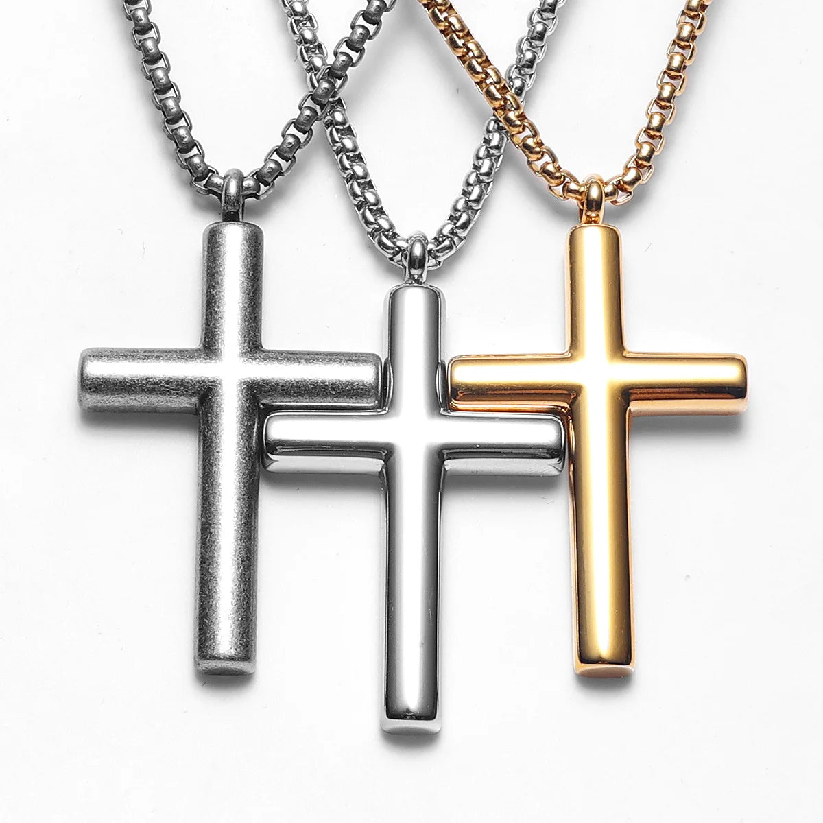 Cross Pendant Necklace Stainless Steel Minimal