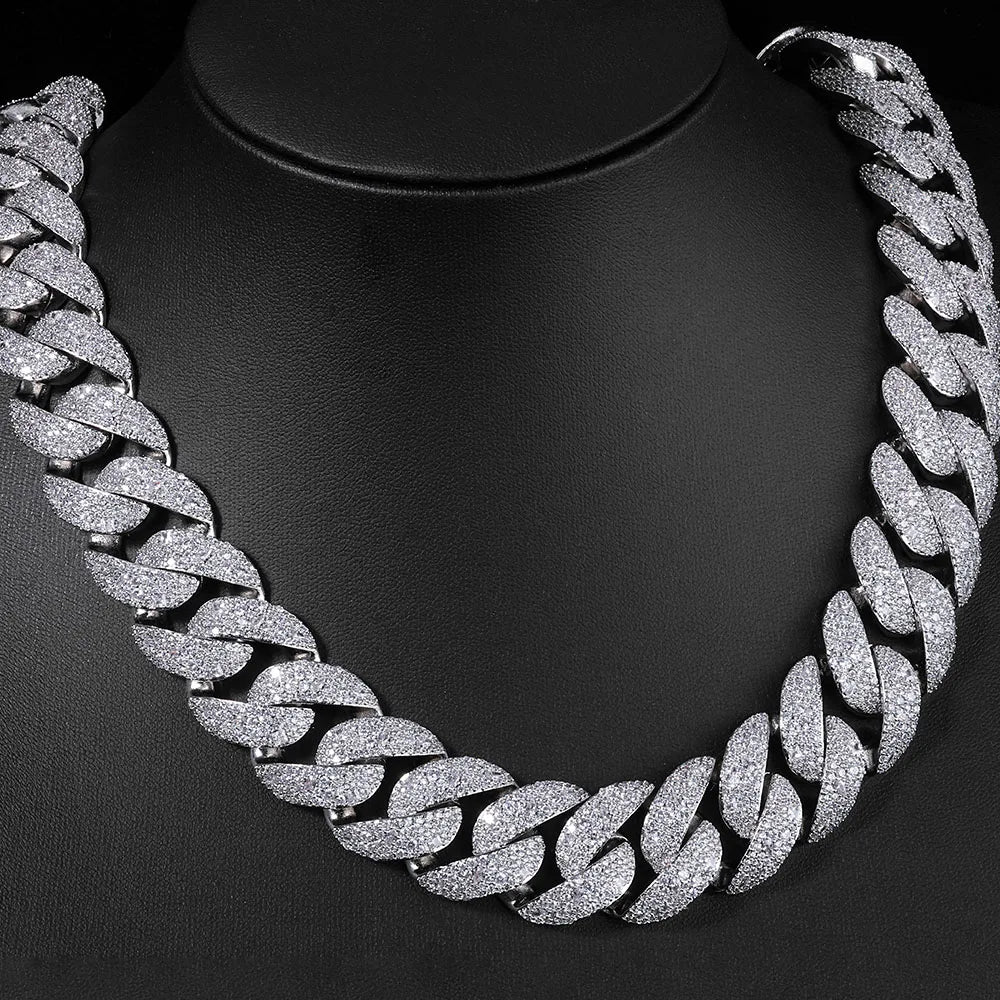 Iced Out Cuban Chain Necklace Stainless Steel 22MM