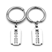 Hip Hop Razor Blade Dangle Earrings For Women Men Stainless Steel Silver Color Male Man Pendant Drop Earring Jewelry