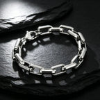 Cuban Chain Cross Bracelet for Men — Thick Link, Silver-Tone