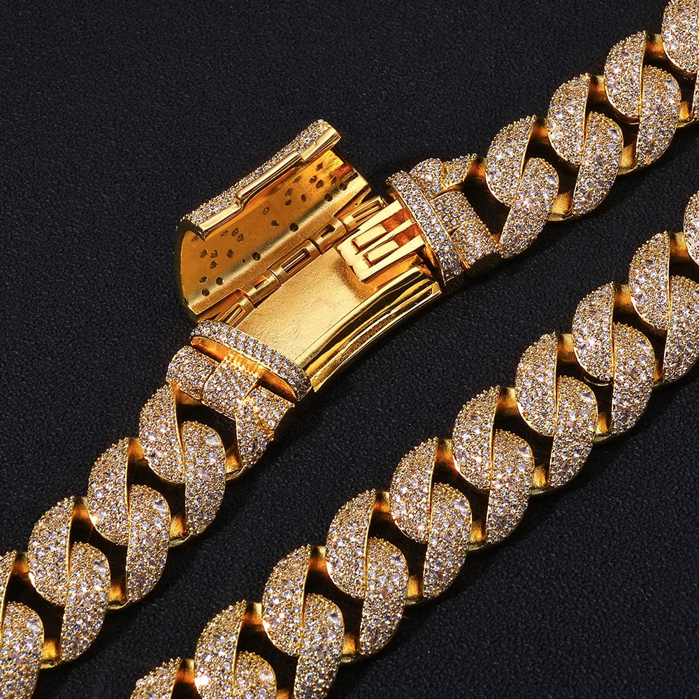 Iced Out Cuban Chain Necklace Stainless Steel 22MM