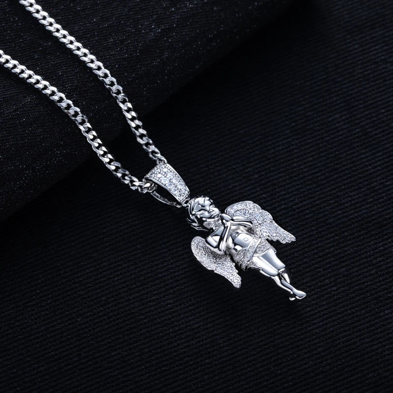 Iced Out Angel Pendant — 925 Silver