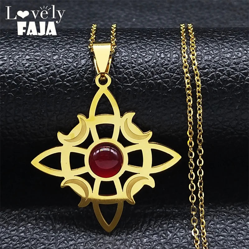 Viking Steel Pendant Celtic Knot Crescent Moon