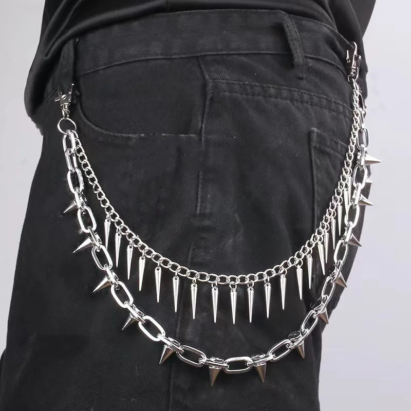Double Layer Rivet Pants Chain — Exaggerated Punk Jeans Chain