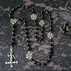 Baphomet Pentagram Cross Necklace — Black Metal