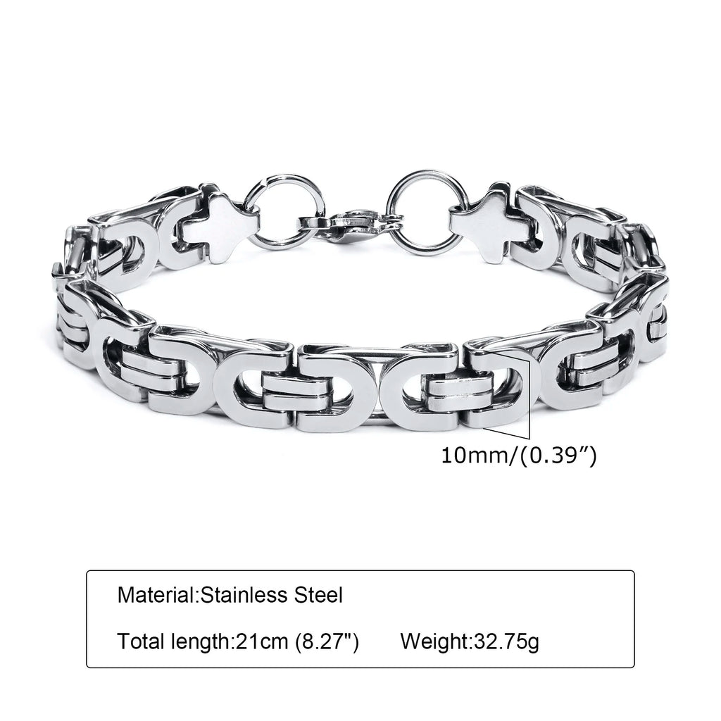 Flat Byzantine Chain Link Bracelet — Stainless Steel