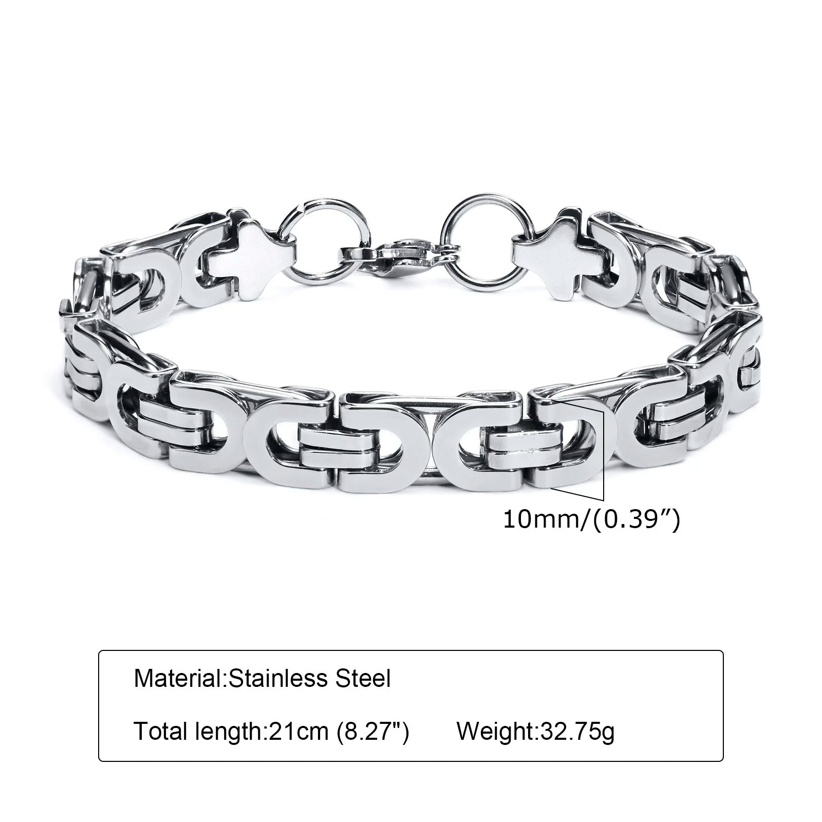 Flat Byzantine Chain Link Bracelet — Stainless Steel