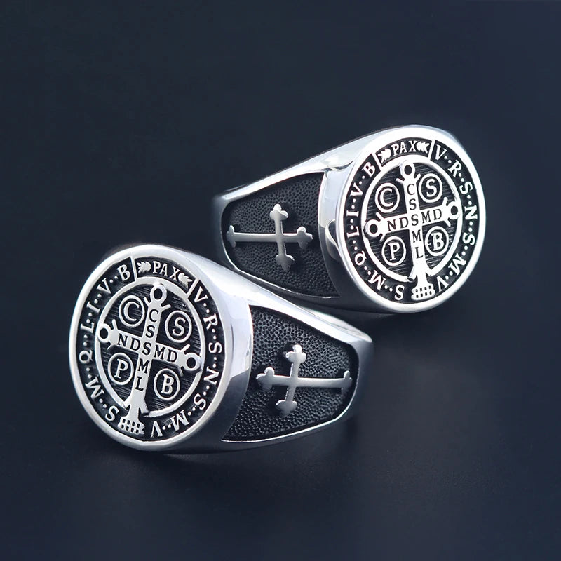 St. Benedict Cross Ring — Stainless Steel