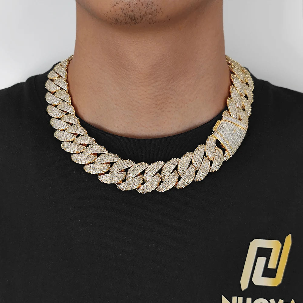 Iced Out Cuban Chain Necklace Stainless Steel 24MM
