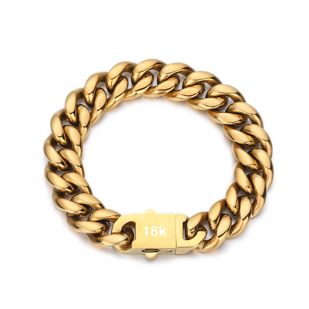 8-16mm 316L Stainless Steel Chain Hip Hop Jewelry Curb Miami Cuban Link Chain Necklace Bracelet Gift for Men Women