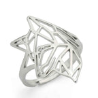 Teamer Hollow Cute Wolf Stainless Steel Ring for Women Men Open Wide Vintage Geometric Animal Finger Ring Jewelry Gift Wholesale