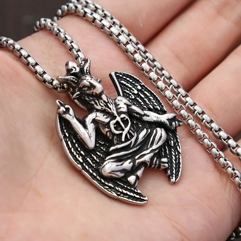 Occult Steel Pendant Vintage Gothic Satanic Goat