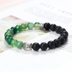 Tibetan Buddha Head Bracelets 8MM Natural Stone Tiger Eye Lava Beads Bangles For Women Men Fashion Couple Prayer