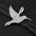 Iced Out Hummingbird Rope Chain Pendant Necklace