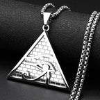 Egypt Pyramid Eye of Horus Pendant Necklace for Women Men Stainless Steel Gold Color Ancient Egyptian Amulet Gift