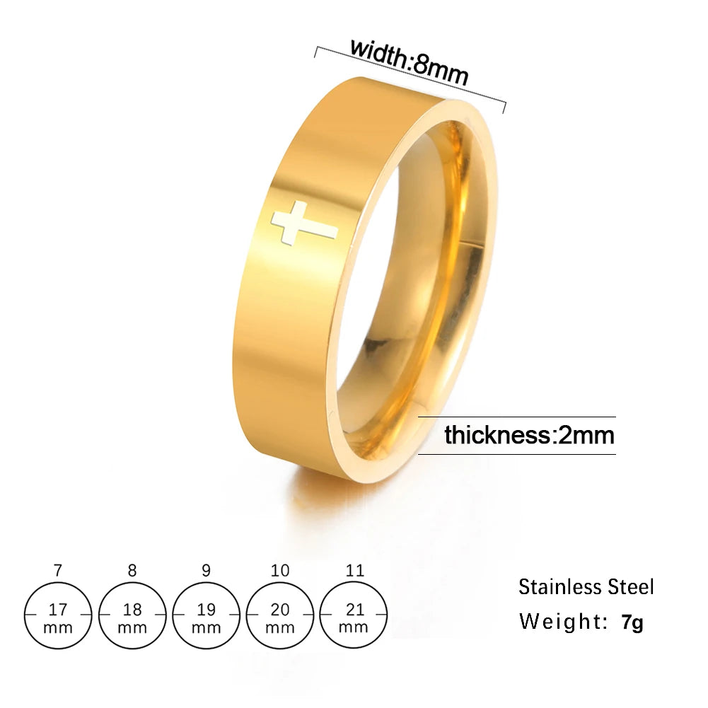 Gothic Wedding Cross Ring — Stainless Steel