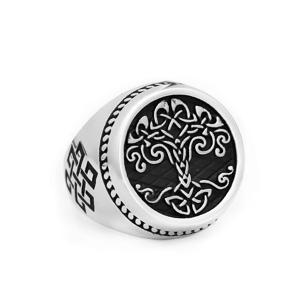 Tree Of Life Steel Ring Vintage Nordic Viking