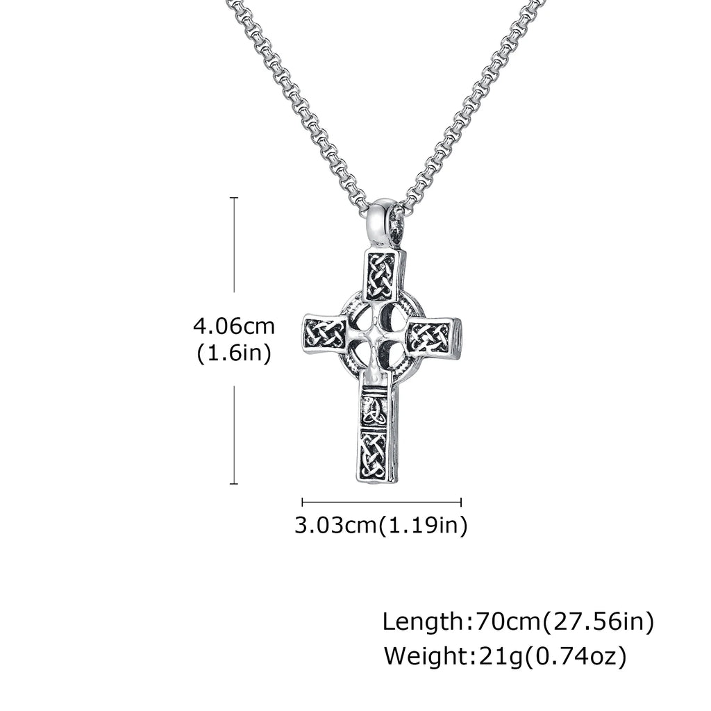 Viking Celtic Cross Pendant Necklace — Stainless Steel