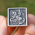 Vintage Knight Design Signet Ring — Stainless Steel