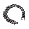 ULJ Hip Hop Shiny Black Cuban Link Chain Bracelets Women Men  Bling Rhinestone Iced Out Punk Wristband Hand Jewelry