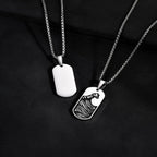 Punk Sea Wave Dog Tag Necklace for Men,Stainless Steel Black Oill Sailboat Military Pendant,Gift to Husband Son Dad