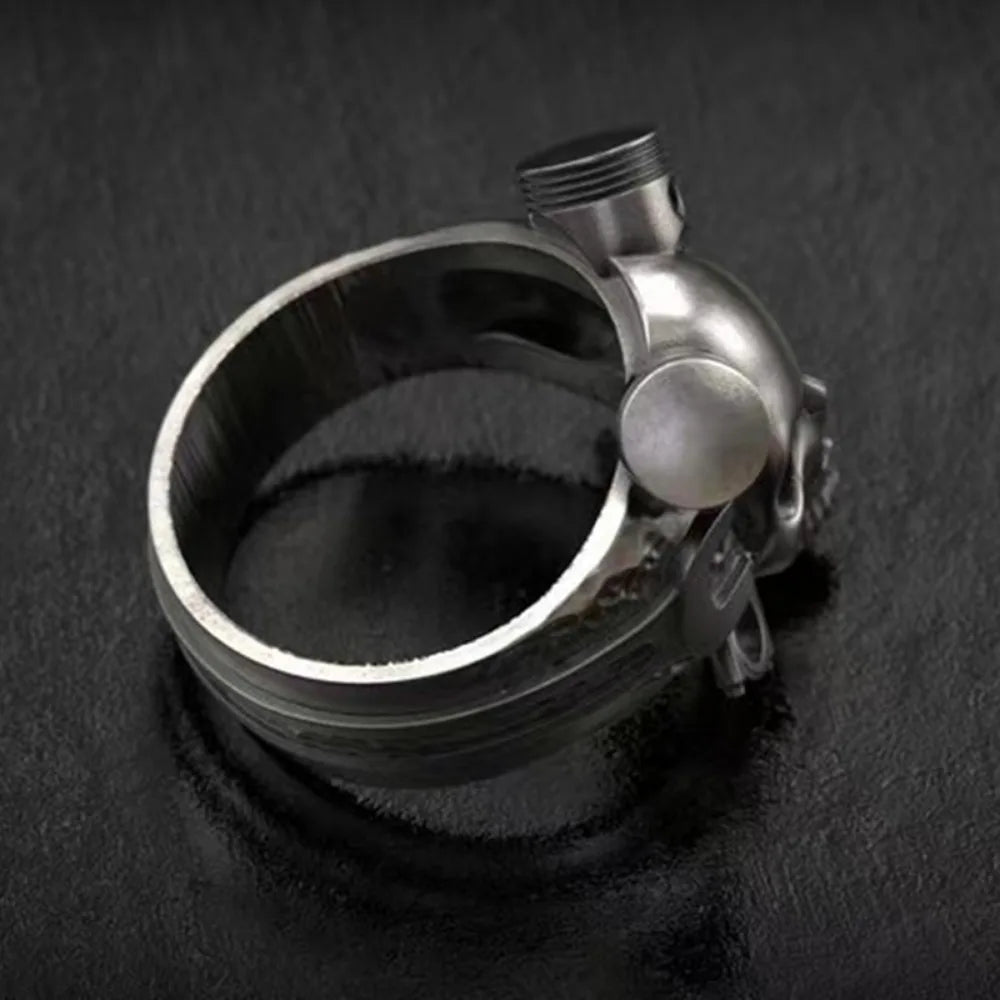 Steampunk Wrench Skull Ring — Gothic Statement
